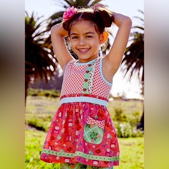 Matilda Jane Pink and Green Gingham Dress Set